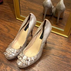 Ann Taylor Ruffled Suede like shoe